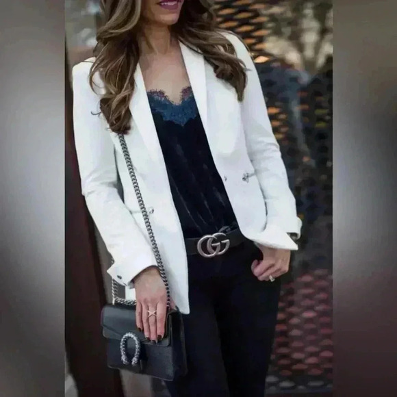 Veronica Beard Iconic Scuba Dickey Jacket Blazer Size 6 White Zipper Pockets - Picture 4 of 11